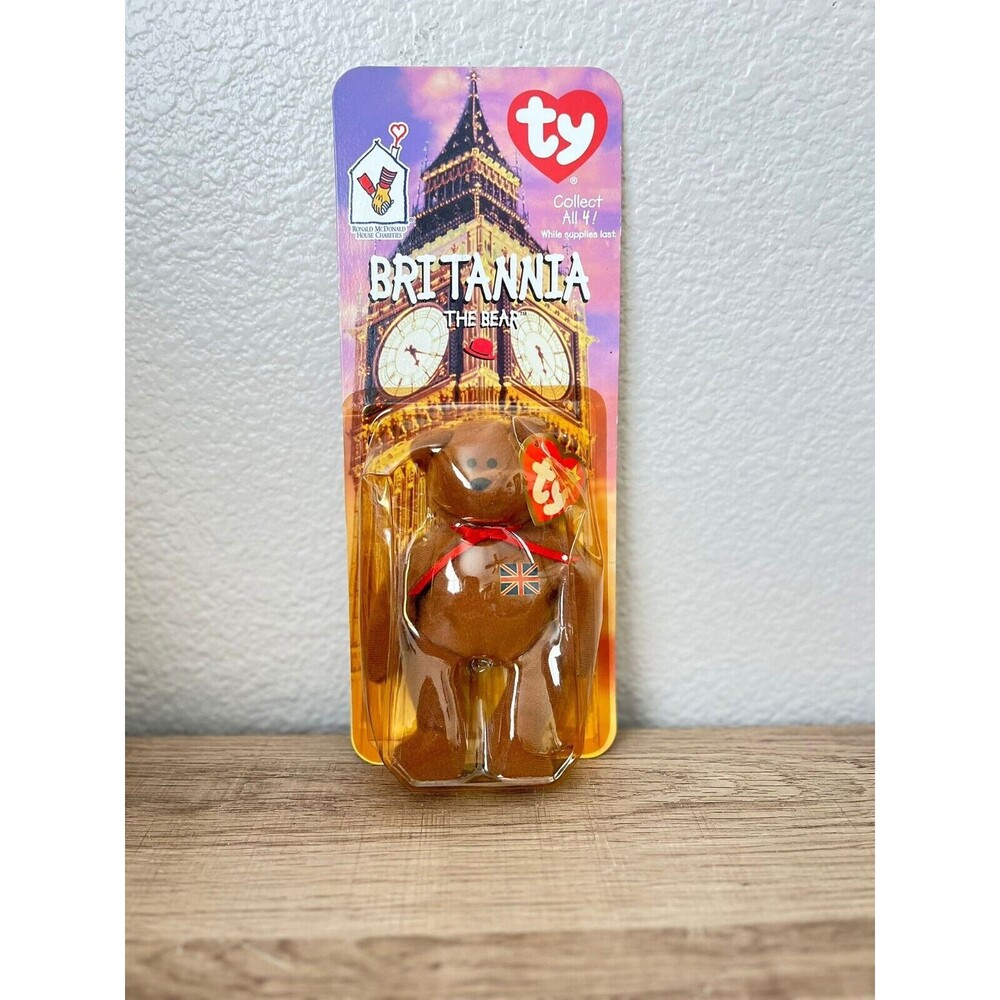 Britannia The Bear-1999 McDonalds Ty Beanie Baby with Rare Errors 1993, OakBrook